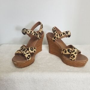 UGG Calf Hair Leopard/Cheetah Jazmine Sandal Wedge Espidrille Heels